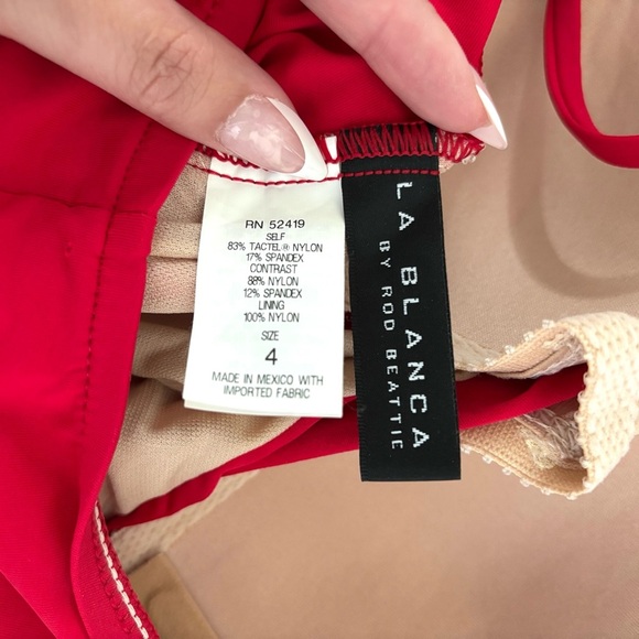 La Blanca Island Goddess Bandeau Swimsuit Red Sz Small - Picture 7 of 9